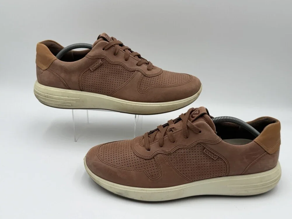 ECCO Men’s Size 11/45 Brown Leather Comfort Shoes Soft 7 Runner  Sneakers